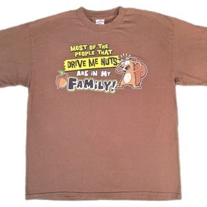 Squirrel Most Of The People Drive Me Nuts Are In My Family T Shirt Vtg Funny XL
